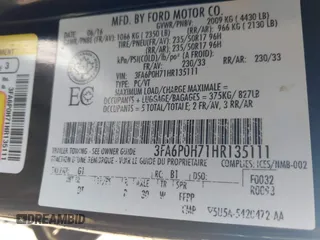 2017 Ford Fusion SE z VIN 3FA6P0H71HR135111, wystawiony jako IAAI lot #42454080 z przebiegiem 120 355 mil mil oraz . Historia ofert i sprzedaży dostępna na DreamBid. Obrazek 9.