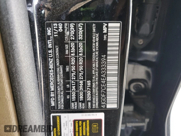 2014 Mercedes-Benz GL 450 z VIN 4JGDF7CE4EA333394, wystawiony jako Copart lot #59158875 z przebiegiem 189 925 mil mil oraz Czysty tytuł • Clean title. Historia ofert i sprzedaży dostępna na DreamBid. Obrazek 12.