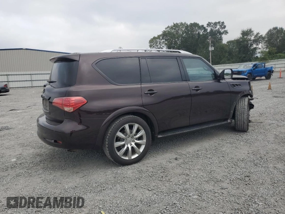 2012 Infiniti QX56 7-passenger with VIN JN8AZ2NFXC9517801, listed as a Copart auction lot 72724824 with 131,185 mi miles and Salvage Title. Bid and sale history available at carsss.com. Image 3.