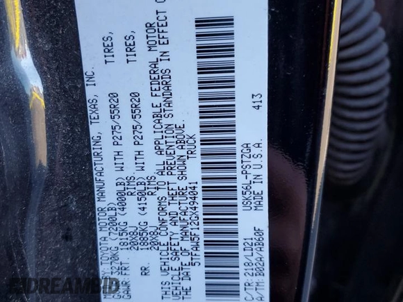 2016 Toyota Tundra 4WD Truck Platinum with VIN 5TFAW5F12GX494041, listed as a Copart auction lot 88288015 with 171,733 mi miles and Salvage Title. Bid and sale history available at carsss.com. Image 12.