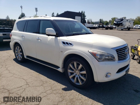 2014 Infiniti QX80 with VIN JN8AZ2NC9E9350906, listed as a Copart auction lot 65817505 with 123,790 mi miles and Clean title. Bid and sale history available at DreamBid. Image 4.