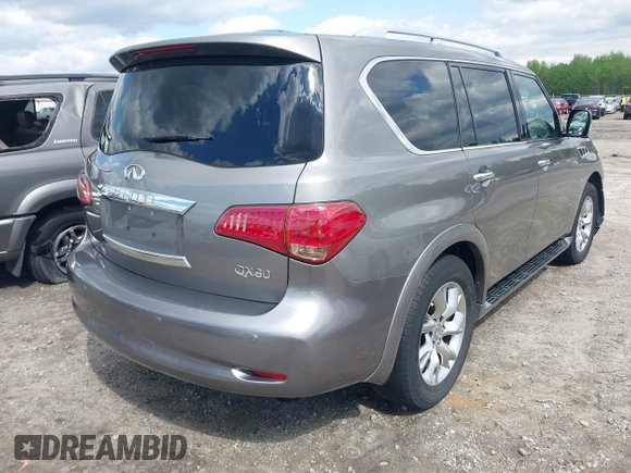 2014 Infiniti QX80 with VIN JN8AZ2NE0E9069465, listed as a IAAI auction lot 41967613 with 112,004 mi miles. Bid and sale history available at carsss.com. Image 4.