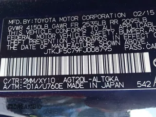 2015 Scion tC with VIN JTKJF5C79FJ008795, listed as a IAAI auction lot 41570815 with 88,809 mi miles. Bid and sale history available at carsss.com. Image 9.