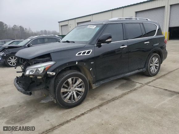 2017 Infiniti QX80 with VIN JN8AZ2NF9H9645499, listed as a Copart auction lot 45890285 with 164,470 mi miles and Salvage Title. Bid and sale history available at carsss.com. Image 1.
