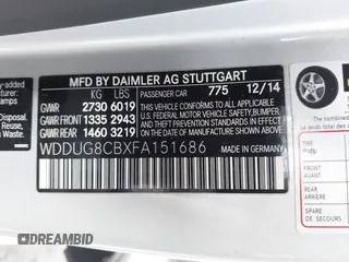 2015 Mercedes-Benz S-Class S 550 with VIN WDDUG8CBXFA151686, listed as a IAAI auction lot 41770180 with 132,516 mi miles. Bid and sale history available at carsss.com. Image 9.