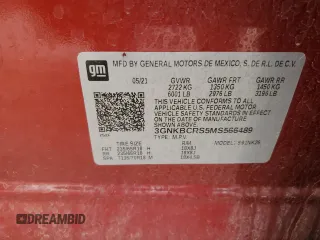 2021 Chevrolet Blazer LT with VIN 3GNKBCRS5MS566489, listed as a Copart auction lot 56682585 with 42,092 mi miles and Salvage title. Bid and sale history available at DreamBid. Image 14.