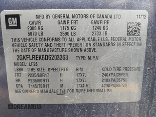2013 GMC Terrain SLE with VIN 2GKFLREK6D6203363, listed as a IAAI auction lot 42485048 with 199,071 mi miles and . Bid and sale history available at DreamBid. Image 9.