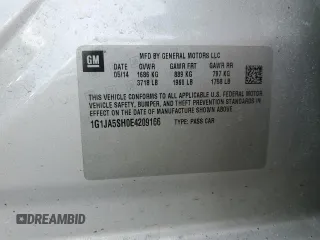 2014 Chevrolet Sonic LS with VIN 1G1JA5SH0E4209166, listed as a Copart auction lot 47402545 with 83,057 mi miles and Salvage title. Bid and sale history available at DreamBid. Image 14.