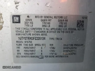 2015 GMC Sierra 1500 with VIN 1GTV2TEH3FZ226134, listed as a Copart auction lot 83011154 with 112,976 mi miles and Salvage Title. Bid and sale history available at carsss.com. Image 14.
