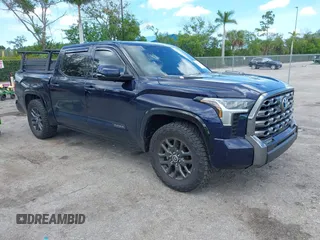 2023 Toyota Tundra Platinum Hybrid with VIN 5TFNC5DB9PX026569, listed as a IAAI auction lot 42567010 with 43,327 mi miles and . Bid and sale history available at DreamBid. Image 1.