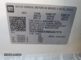 2021 Chevrolet Silverado 1500 Custom with VIN 3GCPWBEK9MG447379, listed as a Copart auction lot 88286075 with 86,497 mi miles and Salvage Title. Bid and sale history available at DreamBid. Image 12.