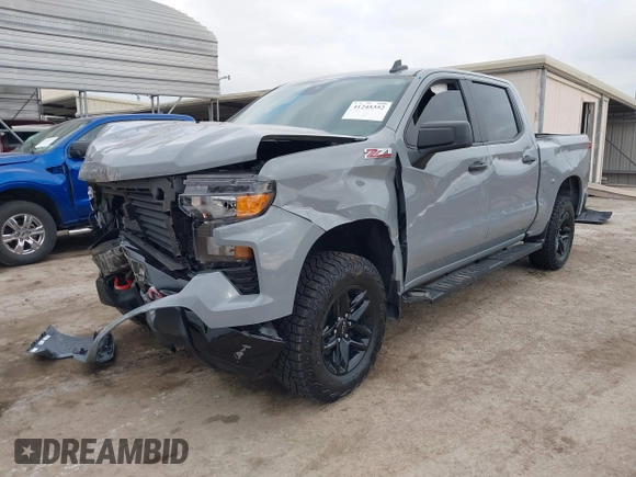 2024 Chevrolet Silverado 1500 Custom Trail Boss with VIN 3GCUDCED6RG410099, listed as a IAAI auction lot 41245352 with 10,482 mi miles. Bid and sale history available at carsss.com. Image 2.