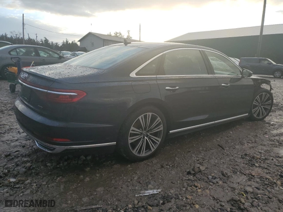 2019 Audi A8 with VIN WAU8EAF82KN024763, listed as a Copart auction lot 80981844 with 49,590 mi miles and Salvage Title. Bid and sale history available at carsss.com. Image 3.