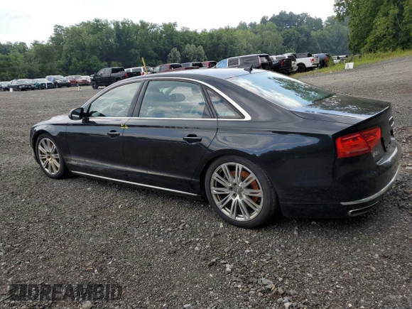 2014 Audi A8 4.0T with VIN WAUR2AFD5EN003923, listed as a Copart auction lot 65389025 with 97,833 mi miles and Salvage title. Bid and sale history available at DreamBid. Image 2.