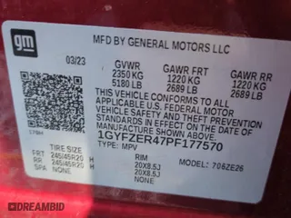 2023 Cadillac XT4 FWD Sport with VIN 1GYFZER47PF177570, listed as a Copart auction lot 74637444 with 0 mi miles and Non Repairable. Bid and sale history available at carsss.com. Image 14.