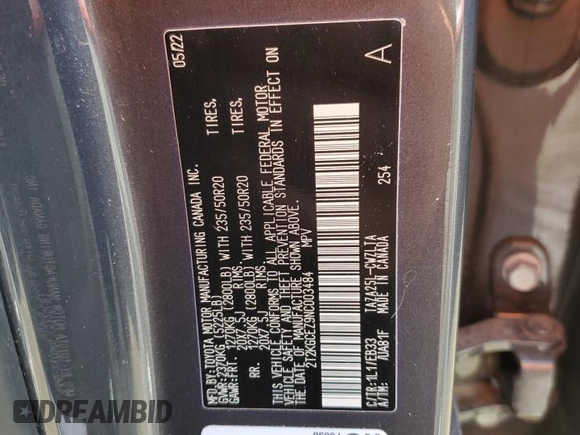 2022 Lexus NX with VIN 2T2KGCEZ9NC003484, listed as a Copart auction lot 88879755 with 54,890 mi miles and Salvage Title. Bid and sale history available at carsss.com. Image 13.