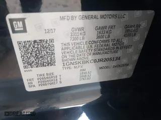 2018 Chevrolet Tahoe LT with VIN 1GNSKBKC0JR205134, listed as a IAAI auction lot 41023198 with 1 mi miles. Bid and sale history available at carsss.com. Image 9.