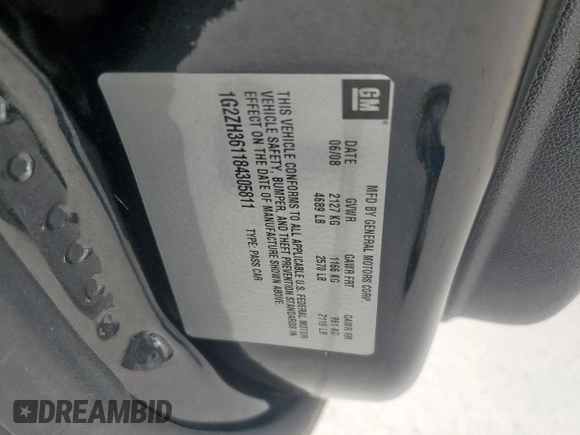 2008 Pontiac G6 GT with VIN 1G2ZH361184305811, listed as a Copart auction lot 50501265 with 74,707 mi miles and Salvage title. Bid and sale history available at DreamBid. Image 12.