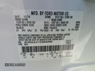 2014 Ford Edge SEL z VIN 2FMDK4JC1EBB52995, wystawiony jako Copart lot #51006875 z przebiegiem Nie podano mil oraz Szkody całkowita. Historia ofert i sprzedaży dostępna na DreamBid. Obrazek 13.