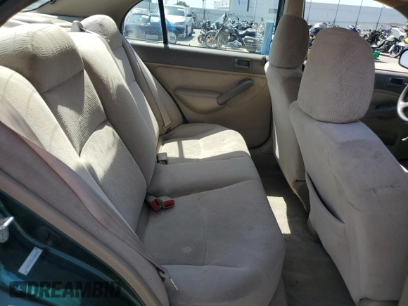 2001 Honda Civic LX with VIN 2HGES16501H606650, listed as a Copart auction lot 52537465 with 199,341 mi miles and Salvage Title. Bid and sale history available at carsss.com. Image 10.