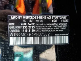 2023 Mercedes-Benz EQB 300 z VIN W1N9M0KB6PN073891, wystawiony jako Copart lot #52526924 z przebiegiem 3 076 mil mil oraz Szkoda całkowita • Salvage title. Historia ofert i sprzedaży dostępna na DreamBid. Obrazek 15.