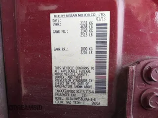 2013 Nissan Maxima SV with VIN 1N4AA5AP9DC825734, listed as a IAAI auction lot 42375819 with 164,735 mi miles and . Bid and sale history available at DreamBid. Image 9.