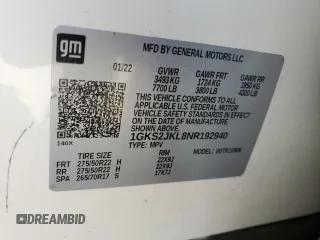 2022 GMC Yukon XL Denali with VIN 1GKS2JKL8NR192940, listed as a Copart auction lot 50654785 with 70,962 mi miles and Salvage Title. Bid and sale history available at carsss.com. Image 13.
