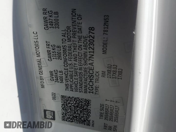 2022 Chevrolet Colorado 2WD LT с VIN 1GCHSCEA7N1230278, выставлен на аукционе Copart как лот 58252305 с пробегом 56 802 миль миль и Чистый • Clean title. История ставок и продаж доступна на DreamBid. Изображение 13.