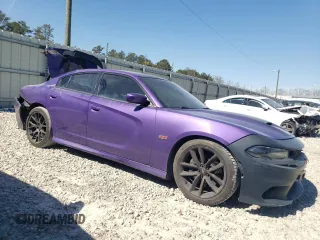 2019 Dodge Charger Scat Pack with VIN 2C3CDXGJ0KH748551, listed as a Copart auction lot 46957405 with 72,279 mi miles and Salvage Title. Bid and sale history available at DreamBid. Image 4.