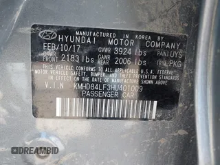 2017 Hyundai Elantra Value Edition z VIN KMHD84LF3HU401009, wystawiony jako IAAI lot #41704711 z przebiegiem 66 149 mil mil oraz . Historia ofert i sprzedaży dostępna na DreamBid. Obrazek 9.