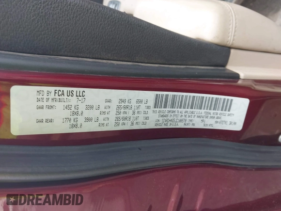 2018 Dodge Durango SXT with VIN 1C4RDHAG5JC100570, listed as a IAAI auction lot 42209415 with 169,478 mi miles and . Bid and sale history available at DreamBid. Image 9.