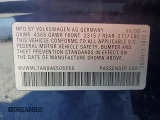 2010 Volkswagen CC Sport with VIN WVWML7ANXAE505558, listed as a Copart auction lot 75438534 with 113,002 mi miles and Salvage Title. Bid and sale history available at DreamBid. Image 12.