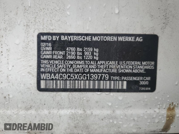 2016 BMW 4 Series 428i xDrive z VIN WBA4C9C5XGG139779, wystawiony jako Copart lot #51768445 z przebiegiem 90 226 mil mil oraz Szkoda całkowita • Salvage title. Historia ofert i sprzedaży dostępna na DreamBid. Obrazek 12.