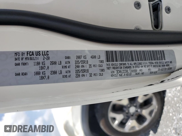 2020 Jeep Compass Limited с VIN 3C4NJDCB8LT200980, выставлен на аукционе Copart как лот 60911845 с пробегом 74 215 миль миль и Списание • Salvage title. История ставок и продаж доступна на DreamBid. Изображение 14.