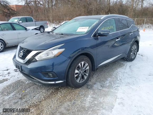 2015 Nissan Murano S with VIN 5N1AZ2MH5FN260889, listed as a IAAI auction lot 41386819 with 156,443 mi miles. Bid and sale history available at carsss.com. Image 2.