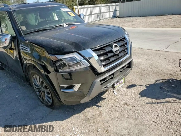2023 Nissan Armada Platinum with VIN JN8AY2DA5P9403140, listed as a Copart auction lot 76986714 with 25,852 mi miles and Salvage Title. Bid and sale history available at carsss.com. Image 12.