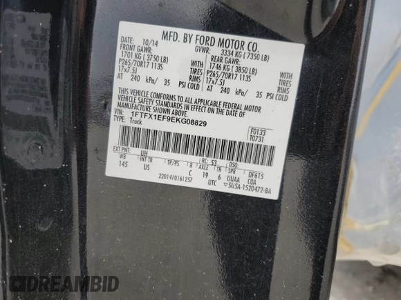 2014 Ford F-150 XL with VIN 1FTFX1EF9EKG08829, listed as a Copart auction lot 51449025 with 102,350 mi miles and Salvage Title. Bid and sale history available at carsss.com. Image 15.