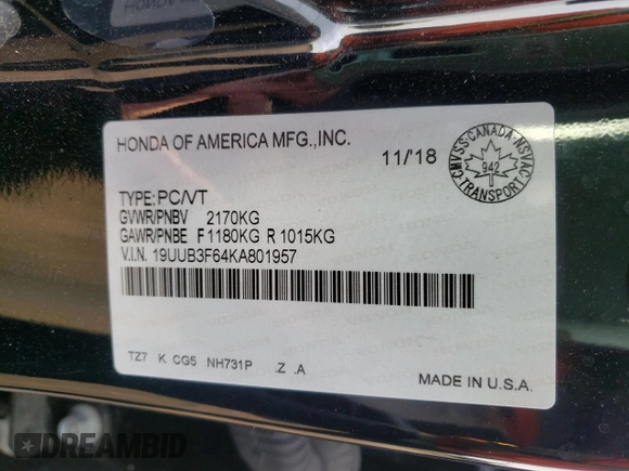 2019 Acura TLX w/A-Spec Pkg с VIN 19UUB3F64KA801957, выставлен на аукционе Copart как лот 70798184 с пробегом 84 081 миль миль и Чистый • Clean title. История ставок и продаж доступна на DreamBid. Изображение 12.