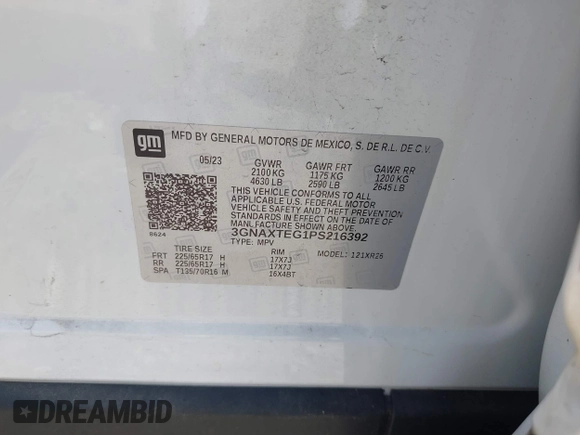 2023 Chevrolet Equinox LT z VIN 3GNAXTEG1PS216392, wystawiony jako IAAI lot #42810323 z przebiegiem 36 712 mil mil oraz . Historia ofert i sprzedaży dostępna na DreamBid. Obrazek 9.
