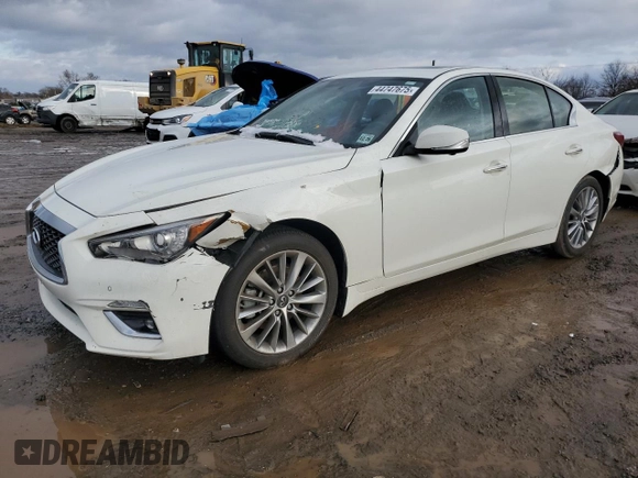 2022 Infiniti Q50 Luxe z VIN JN1EV7BR6NM340168, wystawiony jako Copart lot #44747675 z przebiegiem 33 653 mil mil oraz Szkoda całkowita • Salvage title. Historia ofert i sprzedaży dostępna na DreamBid. Obrazek 1.