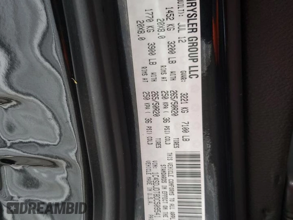 2013 Dodge Durango Crew with VIN 1C4SDJDT8DC509541, listed as a Copart auction lot 54063395 with 145,471 mi miles and Salvage title. Bid and sale history available at DreamBid. Image 14.