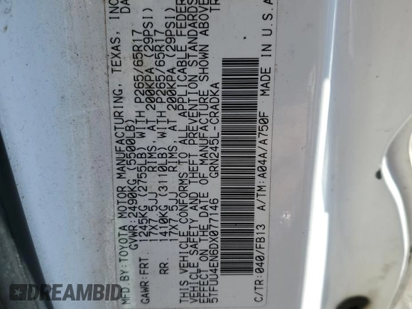 2013 Toyota Tacoma z VIN 5TFUU4EN6DX077146, wystawiony jako Copart lot #46538805 z przebiegiem 117 553 mil mil oraz Szkoda całkowita • Salvage title. Historia ofert i sprzedaży dostępna na DreamBid. Obrazek 12.