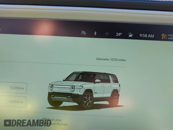 2024 Rivian R1S Adventure with VIN 7PDSGBBA9RN039684, listed as a IAAI auction lot 41558846 with 13,725 mi miles. Bid and sale history available at carsss.com. Image 7.