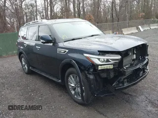 2021 Infiniti QX80 Luxe with VIN JN8AZ2AE1M9272448, listed as a IAAI auction lot 41661947 with 60,183 mi miles and . Bid and sale history available at DreamBid. Image 1.