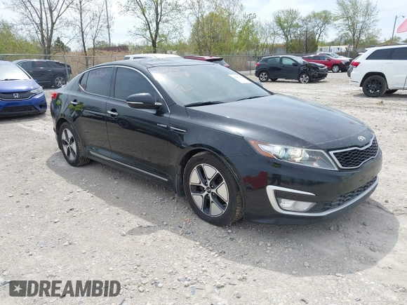 2013 Kia Optima Hybrid EX with VIN KNAGM4AD5D5055464, listed as a IAAI auction lot 42114901 with 140,652 mi miles. Bid and sale history available at carsss.com. Image 1.