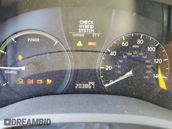 2012 Lexus RX 450h with VIN JTJZB1BAXC2006164, listed as a Copart auction lot 83709374 with 203,867 mi miles and Salvage title. Bid and sale history available at DreamBid. Image 9.