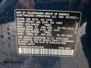2023 Volkswagen Atlas SE with VIN 1V2KR2CA2PC502692, listed as a Copart auction lot 50461735 with 157,069 mi miles and Clean title. Bid and sale history available at DreamBid. Image 13.