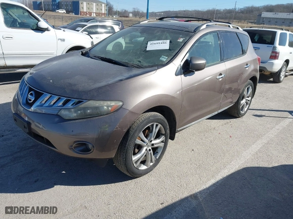 2009 Nissan Murano SL with VIN JN8AZ18W39W115554, listed as a IAAI auction lot 41699486 with 1 mi miles. Bid and sale history available at carsss.com. Image 2.