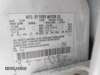 2010 Ford F-250 XL with VIN 1FTSW2BR0AEB16737, listed as a IAAI auction lot 37655253 with 71,416 mi miles and . Bid and sale history available at DreamBid. Image 9.