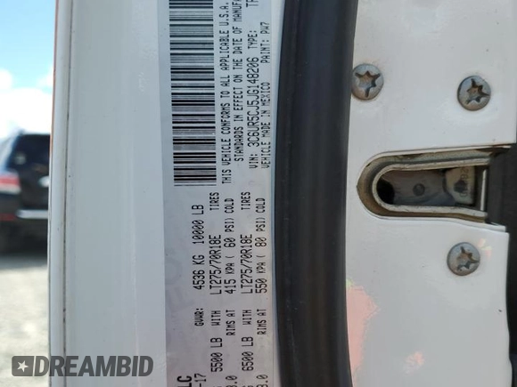 2018 Ram 2500 Tradesman with VIN 3C6UR5CJ5JG148206, listed as a Copart auction lot 54894044 with 85,656 mi miles and Salvage title. Bid and sale history available at DreamBid. Image 12.